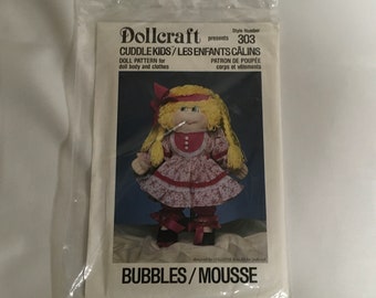 Dollcraft Cuddlekids Bubbles Girl Sewing Pattern Doll Pattern Doll Body Clothes Soft Sculptured Doll