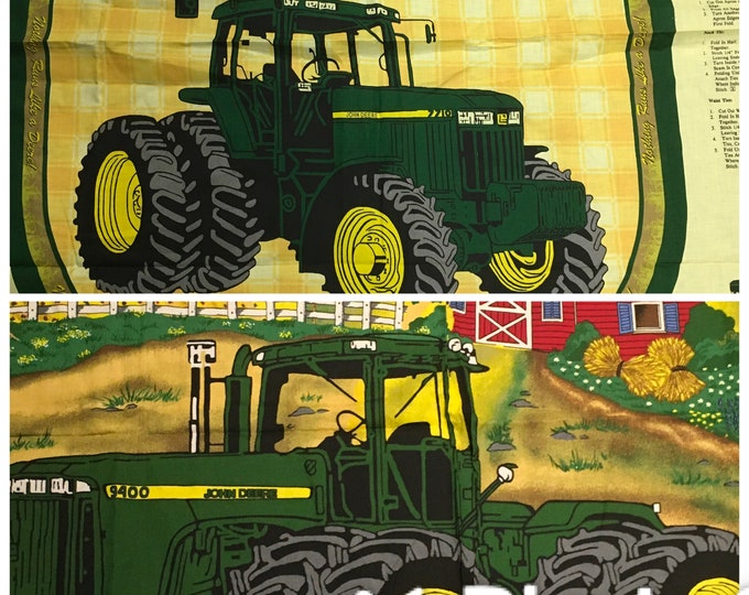 John Deere Barbecue BBQ Cut and Sew Fabric Panel Big Tractor Butcher
