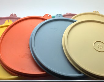 Vintage Tupperware  Lid Seal Cover C 227 6793 Red B 238  Mauve Mint Turquoise Country Blue Gold Harvest Yellow Orange You Pick