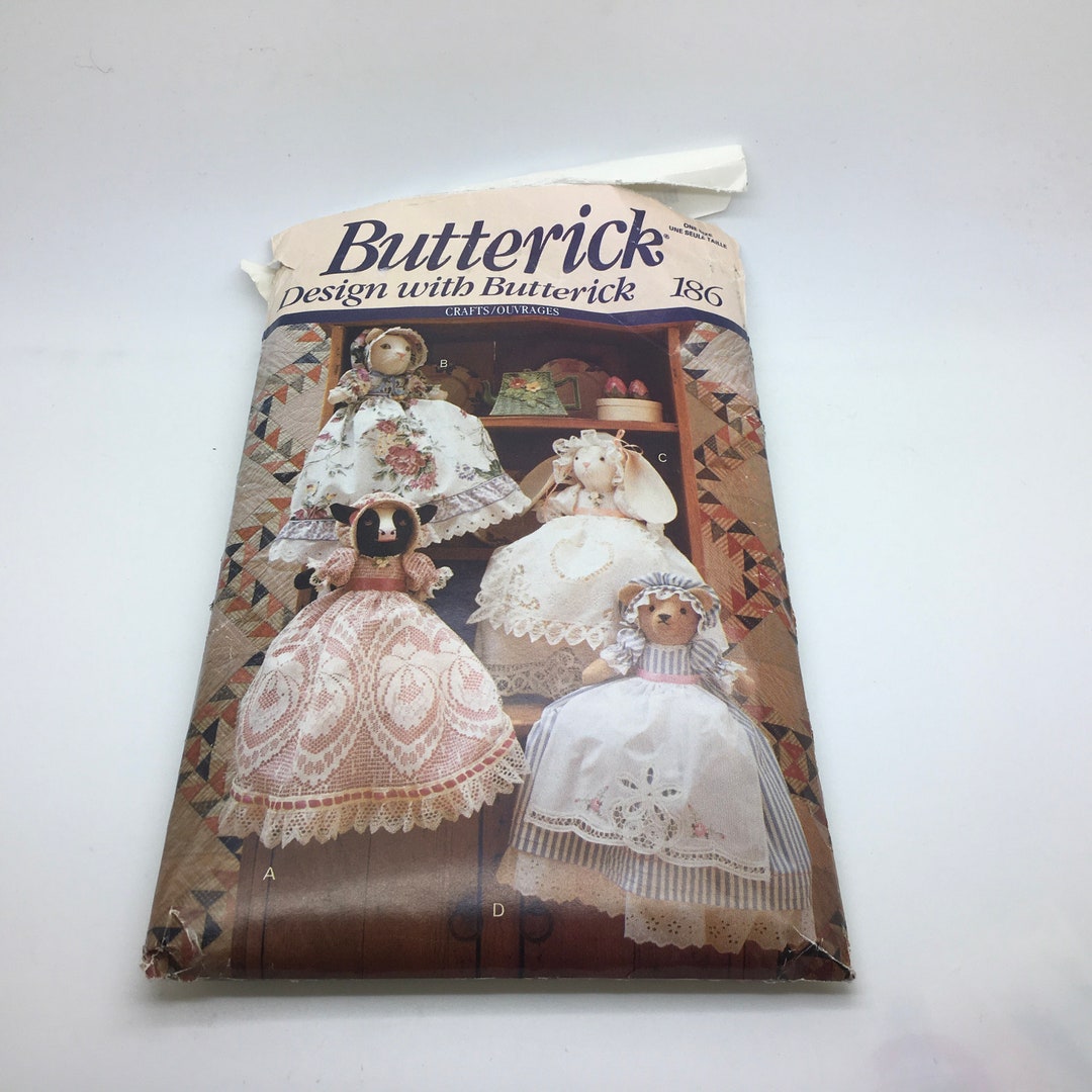 Butterick 186 5826 Sewing Pattern Pillow Case Animal Dolls Cat Bear ...