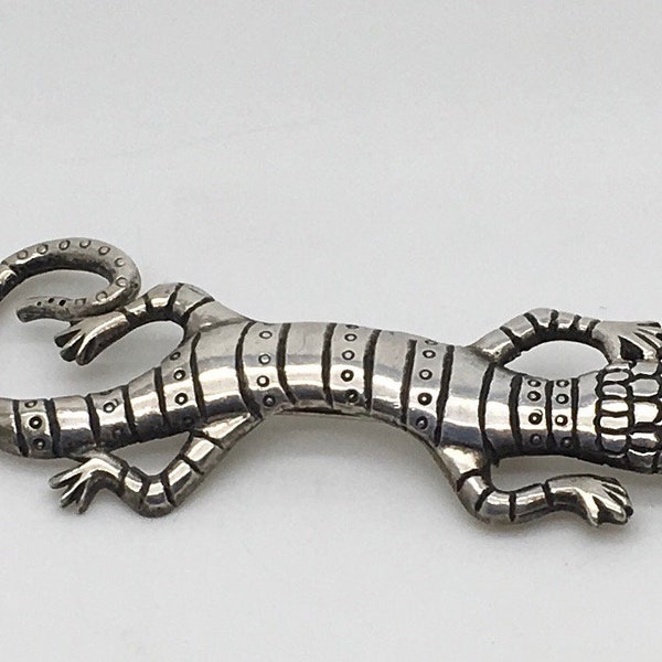 Argent sterling Gecko lézard pendentif broche grande salamandre Reptile cadeau pour elle