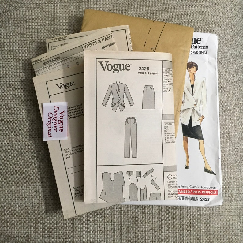 Vogue 2428 Sewing Pattern Issey Miyake Misses Jacket Skirt Pants Loose ...