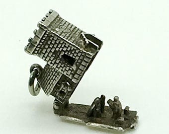 Breloque vintage mariage chapelle couple mariés à l'église breloque vintage articulée mécanique en argent sterling pour bracelet