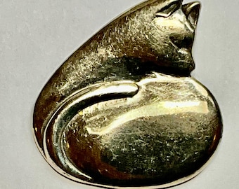 H & H De Matteo GLV Sterling Silver Siamese Cat Kitten Brooch Pin MOD