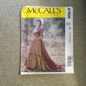 McCall’s M7826 Sewing  Pattern Historical Misses Costume Gown Dress Boned Partially Lined Robe Train Gathered Skirt Size 14 16 18 20 22