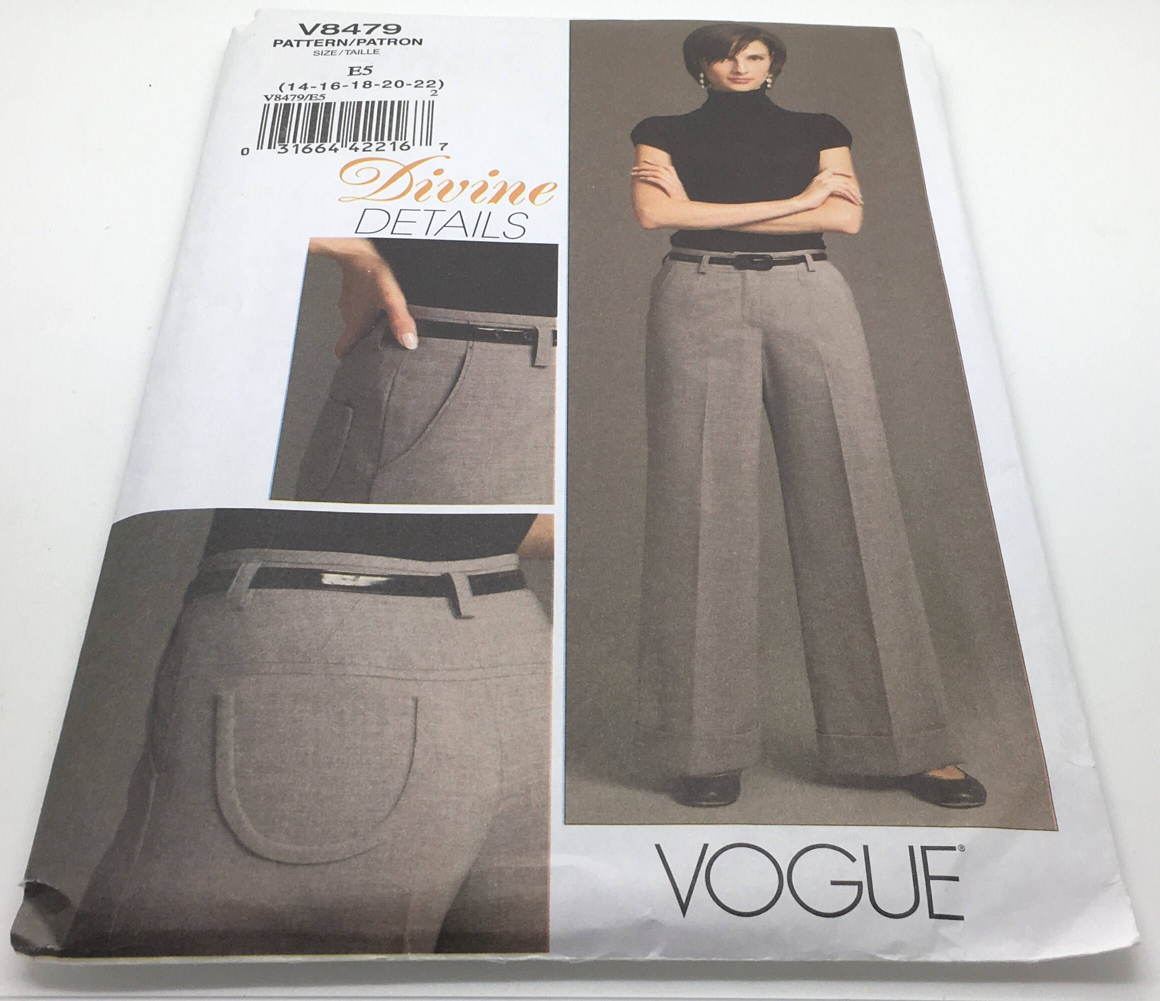 Vogue V8479 8479 Divine Details Misses Petite Pants Unlined