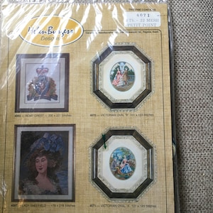 Helen Burgess Designs 4071 Kit de punto petit point Victorian Oval 101 x 123 puntadas Fragonard Pareja de enamorados Hecho en Canadá