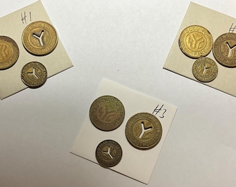 NYC New York City Transit Authority Subway Token Small Large Cut Out "Y"  Solid Lot Of 3 You Pick