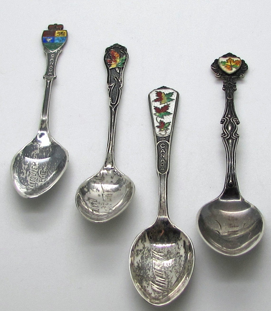Canada Sterling Silver Souvenir Spoon Enamel Vancouver BC Etsy Canada