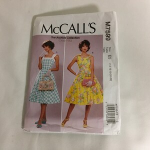 McCall‘s M7599 Sewing Pattern  Archive Collection 1953 Close Fitting Lined Dress With Petticoat Contrast Band Straps Size 14 16 18 20 22