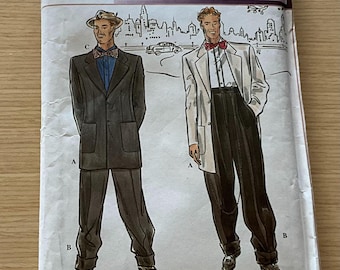 Simplicity Retro  8879 Costume Men’s Zoot Suit Gangster Swing Jitterbug Mafia Long Jacket  Cuffed  Pants Theatre Movie  Size 38 40 42 44