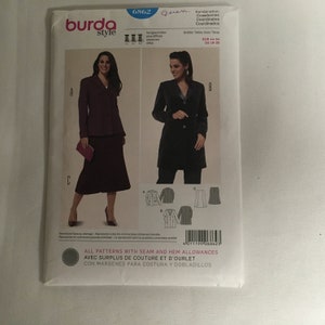 May include: A sewing pattern for a jacket and skirt. The pattern is for sizes 18-20 and is labeled "Burda Style".