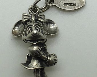 Minnie Mouse Sterling Silver Charm  Walt Disney Productions Disneyland  3 D Hang Tag Solid Stocking Stuffer Gifts For Her You Pick