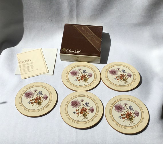 Cloverleaf Coasters Minton Collection Wild Flowers Floral Round