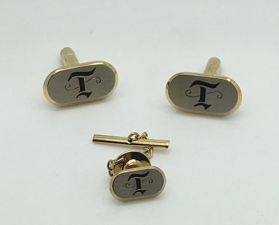Personalized  T Monogram Cufflinks  With Matching… - image 1