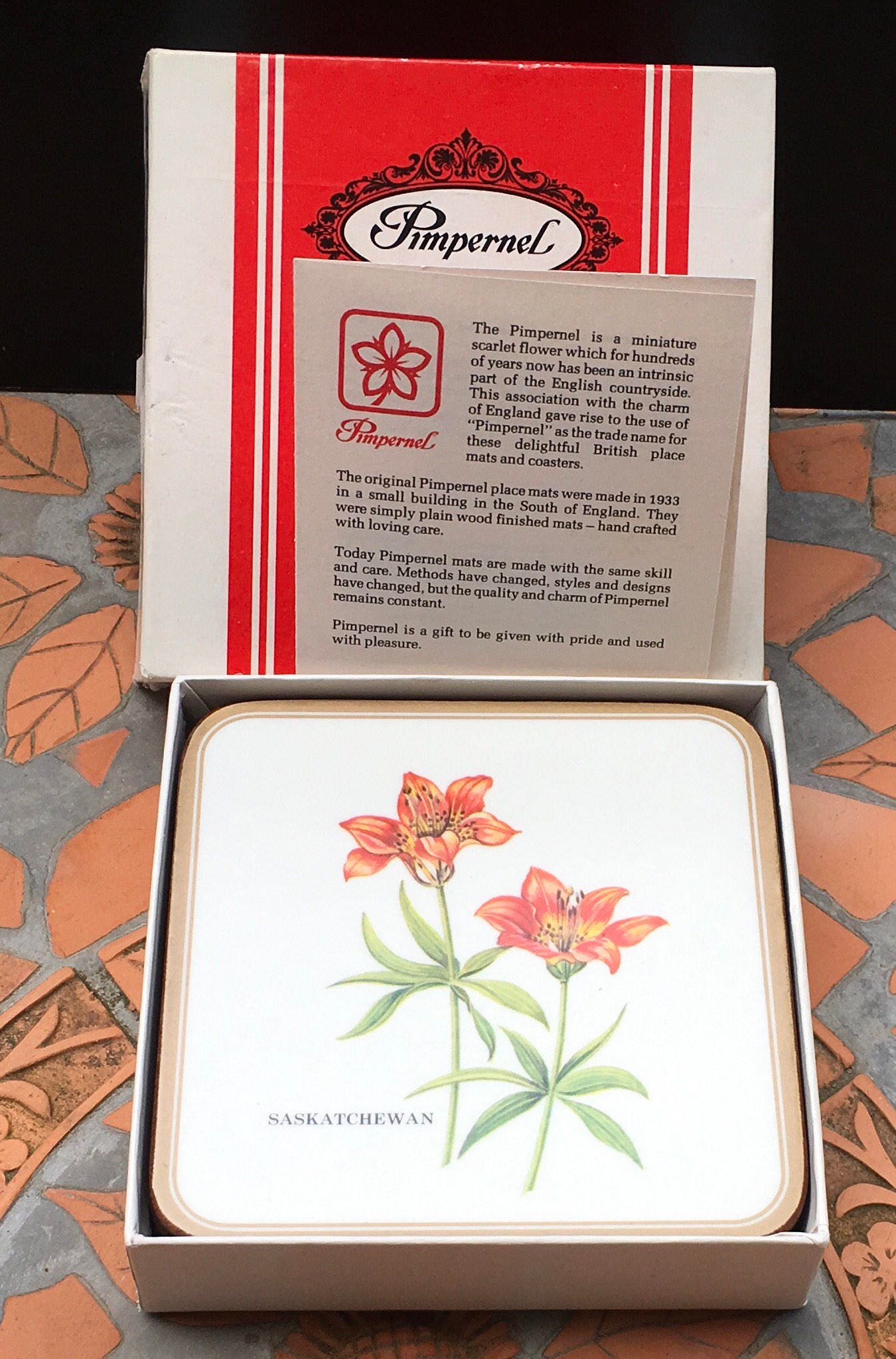 Vintage Pimpernel Saskatchewan Square Coasters Prairie Lily Etsy Canada