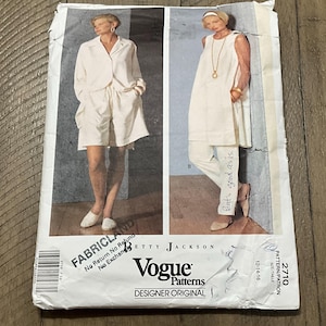 Vogue 2710  Sewing Pattern  Misses Tunic Shirt Shorts Pants Loose Fitting Pullover Tunic Drawstring  Shorts Tapered Pants Size 12 14 16