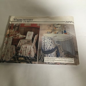 Vogue Patterns For Living 2374 Chair Covers Standard Chair Cover Brewer Chairs Folding Chair Ladder Back Chair Approx 18” Cottagecore