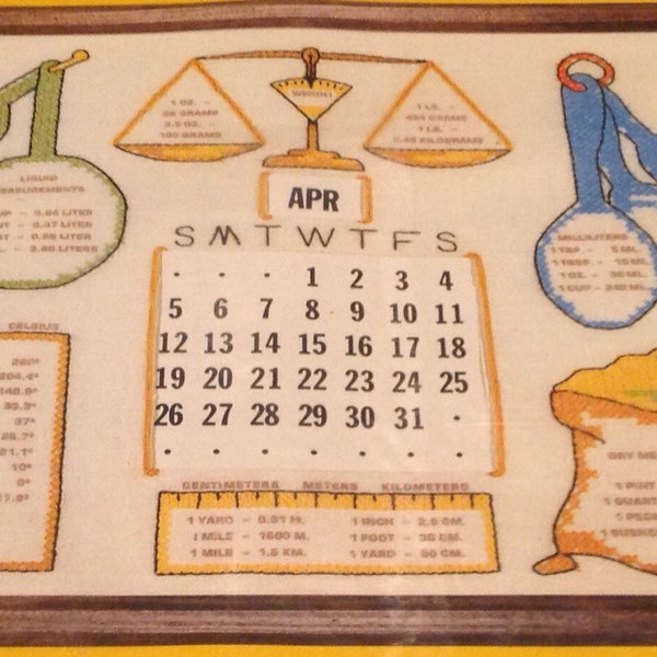 Perpetual Cross Stitch Calendar Etsy