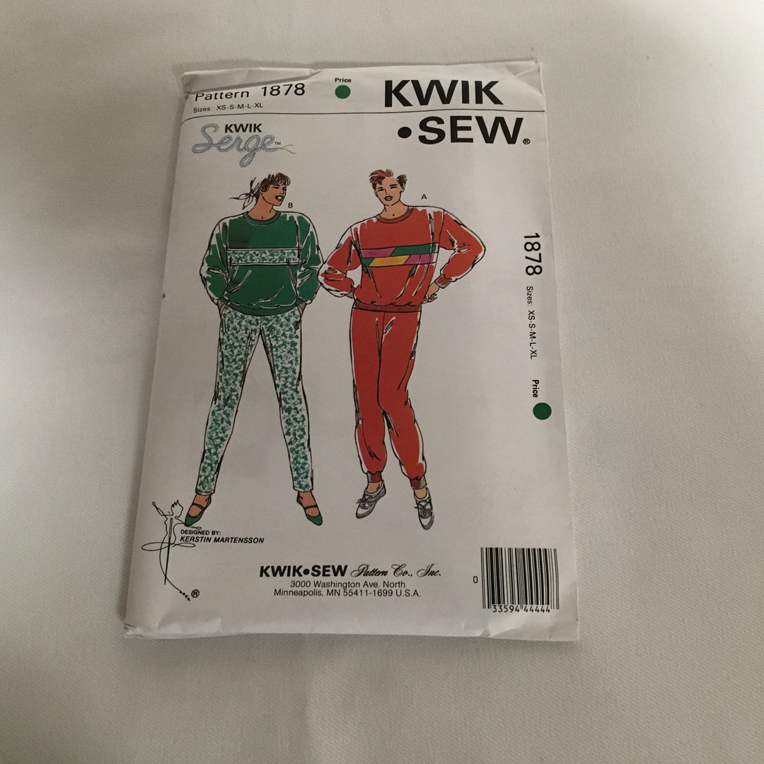 Kwik Sew 1878 Sewing Pattern Misses Top & Pants Pullover Top Extended Shoulders Ribbing Neckband