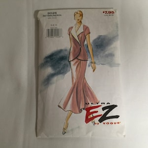 May include: A sewing pattern for a skirt and jacket set. The pattern is for sizes 6-8-10 and is from the Ultra EZ by Vogue line. The pattern costs £7.95.