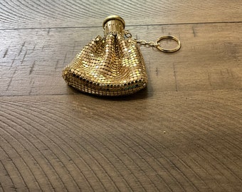 Art Deco Style Gold Shiny  Tone Mesh Beggars Purse Gate Top Expandable Coin Purse  Pouch Change Purse Wedding Prom Bridesmaid