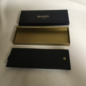 Cartera plegable vintage Buxton negra para hombre, monedero, ranura para foto, tarjeta de identificación, cuero genuino, tarjetas de crédito, tarjetas de presentación, hecha en Canadá.