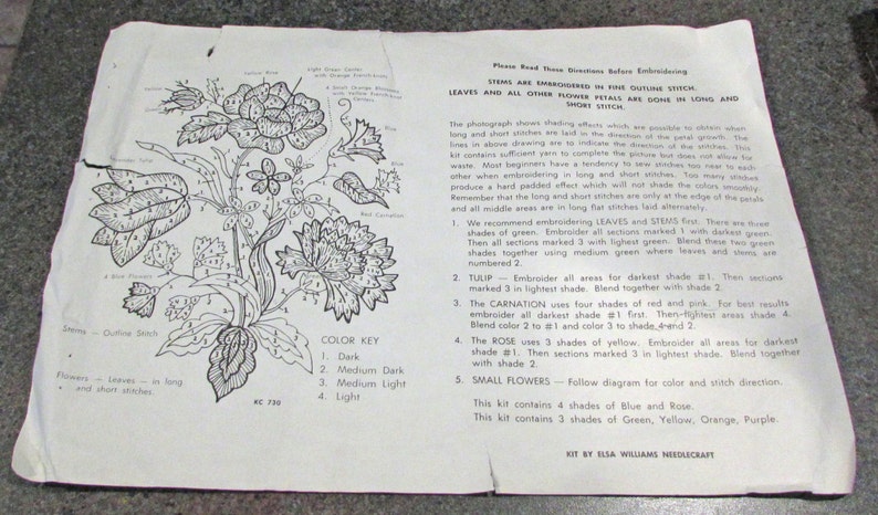 Elsa Williams KC730 Vintage Elegant Spring Floral Flower Crewel Embroidery Kit KC 730 Picture Pillow Kit