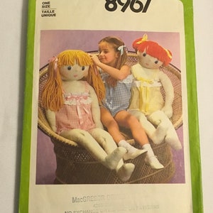 Simplicity 8967 Barnlinne och dockmönster, naturlig storlek, 104 cm hög, vintage mjukisdjur, trasdocka, sömnadsmönster