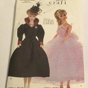 Vogue 7190 700  Linda Carr Fashion Doll Clothes  11 1/2 Inch Barbie Jacket Skirt Dress  Merry  Widow 1940 1950  Historical   Sewing Pattern