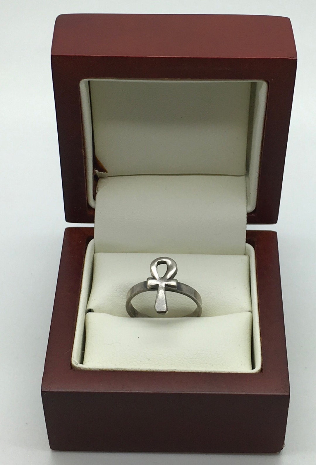 Egyptian Sterling Silver Ankh Ring Key of Life Ring Band Open Work Ring