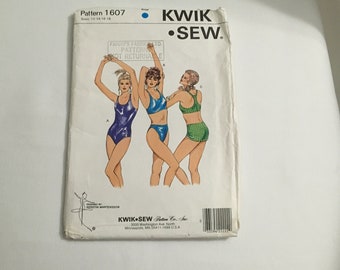 Kwik Sew 1607  1980s Misses Skirt 1 Piece & Bikini Swimsuit Pattern Racing Back Womens  Sewing Pattern Size 31 - 35 UNCUT