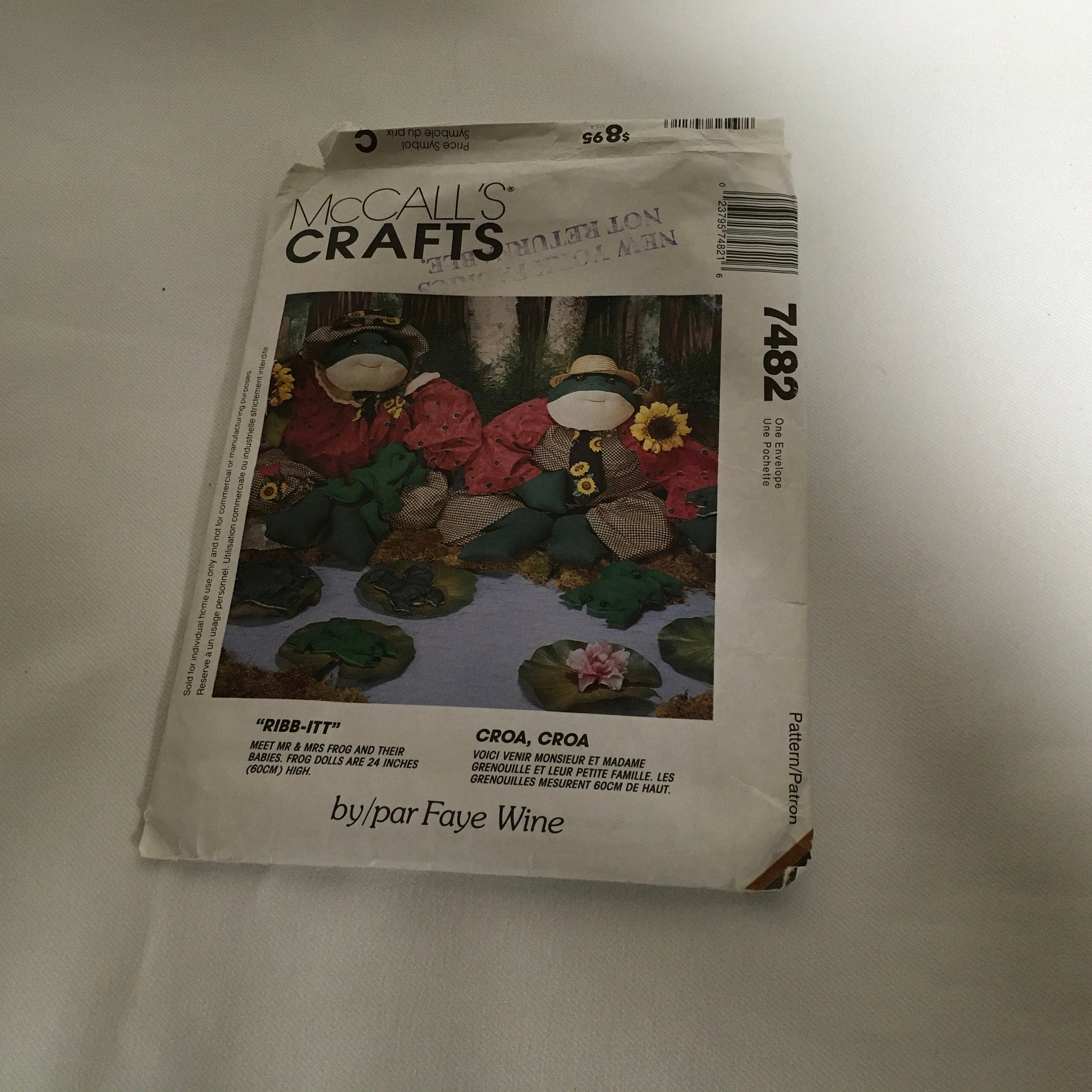 McCall's Crafts Pattern 7482 – Ribb-Itt 24 "Mrs. & Mrs. Frog" Dolls & Babies Sewing Pattern By Faye Wine - View #2