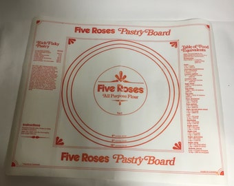 Pastry Mat Baking Sheet Mat Pie Tart  Crust Five Roses Retro Vintage MOD Mid Century Modern   Holiday Baking