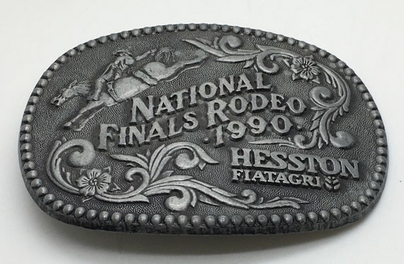 Childs Western Hesston Belt Buckle, National Finals Rodeo Vintage 1990 Fiatagri s-l400.jpg main image 2