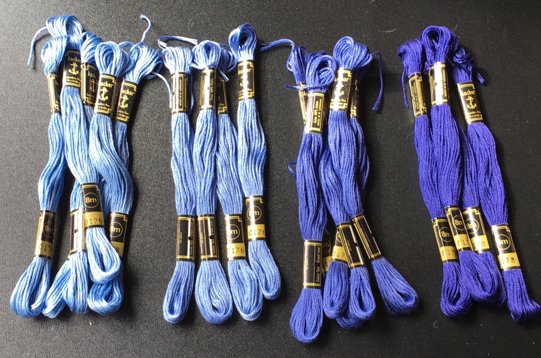 Anchor Embroidery Floss Thread 8 M 175 176 177 178 Blue Shades Etsy