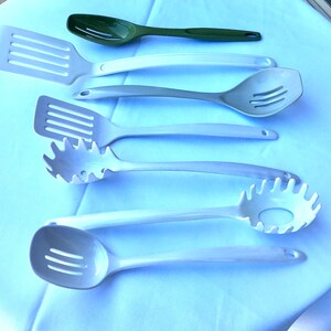 Vintage Copco Machi Foley Melamine Ware Levco Utensils Spaghetti Grabber  Spoon Slotted Spoon Slotted Spatula Green White Grey Your Pick