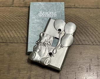 Seagull Pewter Light Switch Cover Wall Plate Teddy Bear Holding Balloons Made In Canada