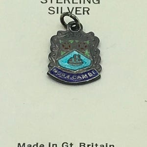 Morecombe Lancashire  England Enamel Travel Shield  Silver Charm  Coat Of Arms Europe Great Britain UK Travel Souvenir