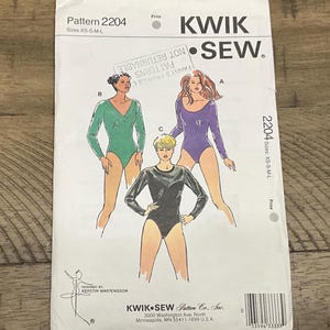 Kwik Sew 2204 Symönster Y2K Bodys Långärmade Storlek (XS-M)
