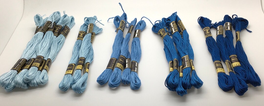162 Blue Thread Anchor Embroidery Floss Thread 8 M 159 160 161 162 164 Blue Shades 24 ...