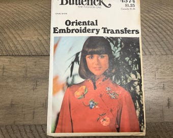 Butterick 4574 Oriental Embroidery Transfers For Chinese Jackets Kimonos Scarfs Shawls Pillows Tablecloths Chinoiserie Asian Motifs