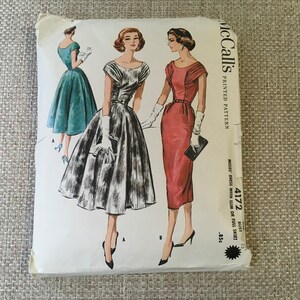 McCalls 4172 Sewing Pattern Cocktail Party Dress 50s Mid Century MOD Hourglass Wiggle Skirt Slim Skirt Full Skirt Bust 32