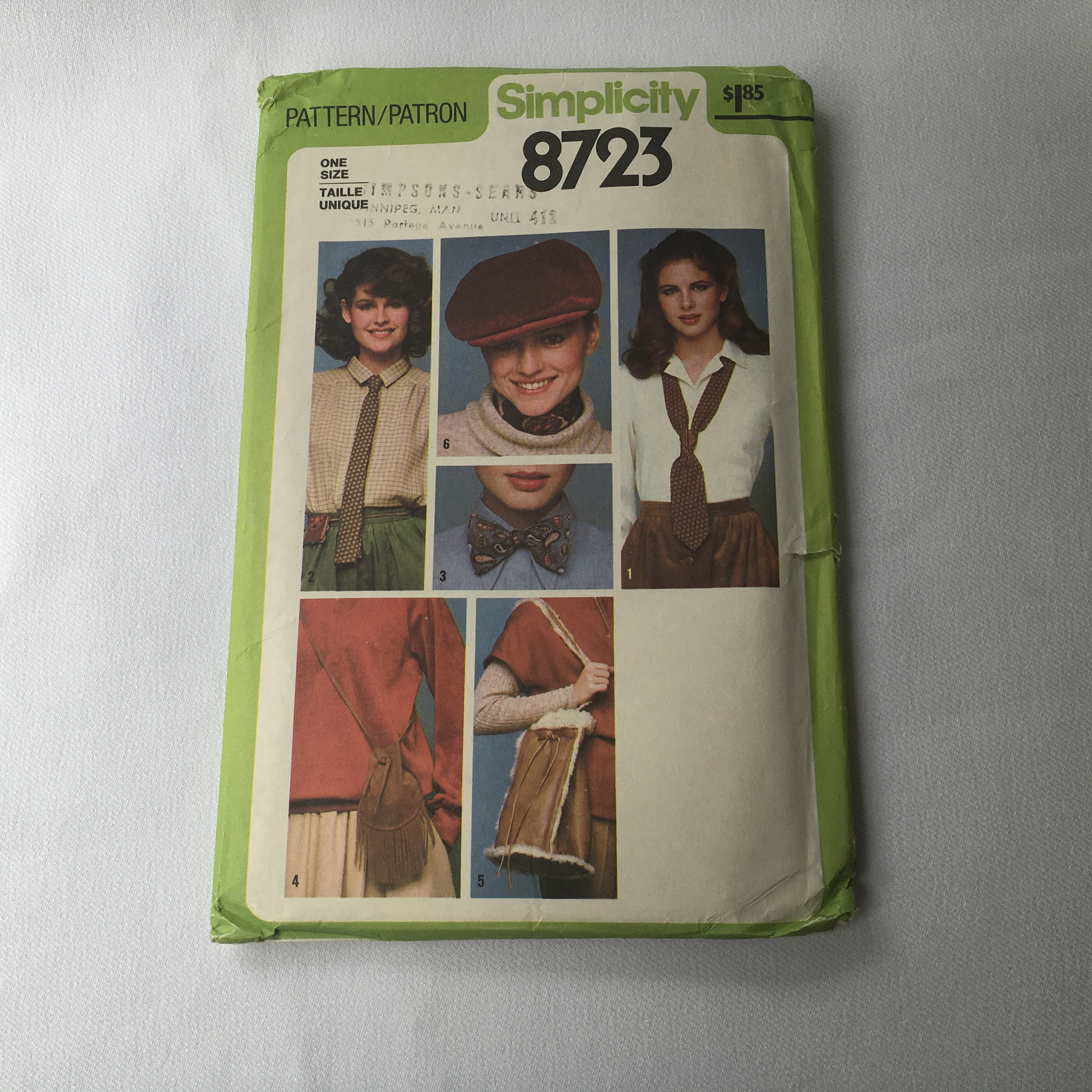 Simplicity 8723 Sewing Pattern Ties Bags Hat Bow Ties Bow Tie - Etsy UK