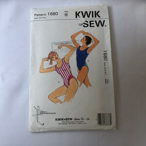Kwik Sew 1680 Sewing Pattern Misses Leotard Gymnastics Outside Edges Finished With Elastic Front Insets Lower Back Size XS S