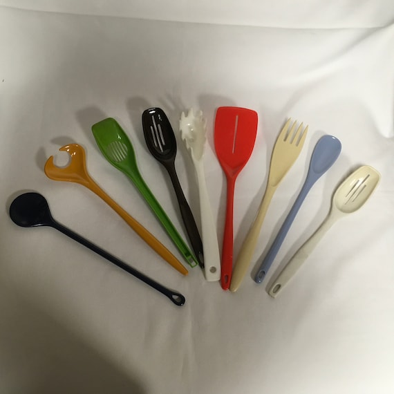 Vintage Melamine Plastic Spaghetti Pasta Server Fork Spoon Utensil