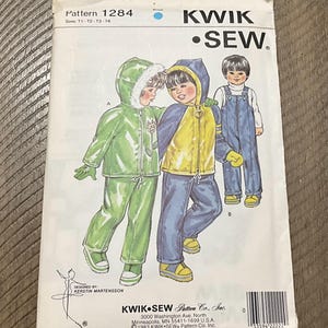 Kwik Sew 1284 Naaipatroon tweedelig kinderskipak gevoerde jas broek maat T1 T2 T3 T4
