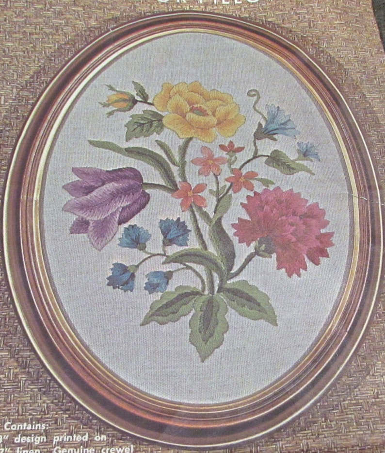 Elsa Williams KC730 Vintage Elegant Spring Floral Flower Crewel Embroidery Kit KC 730 Picture Pillow Kit