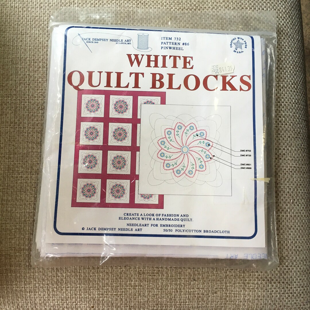 Jack Dempsey Needle Art White Quilt Blocks Item 732 Pattern 86 Pinwheel