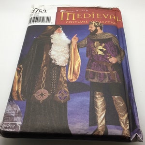 McCall\u2019s Costumes 3658 Sewing Pattern Camelot King Arthur Round Table Medieval Renaissance LOTR Lined Cape Pullover Tunic Size S M